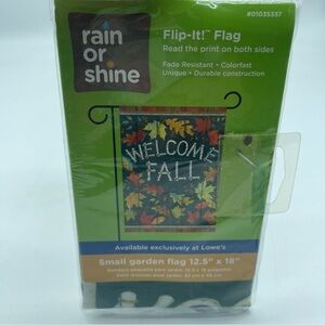Flip It Flag Welcome Fall Rain or Shine 12.5" X 18" Brown Yellow Leaves